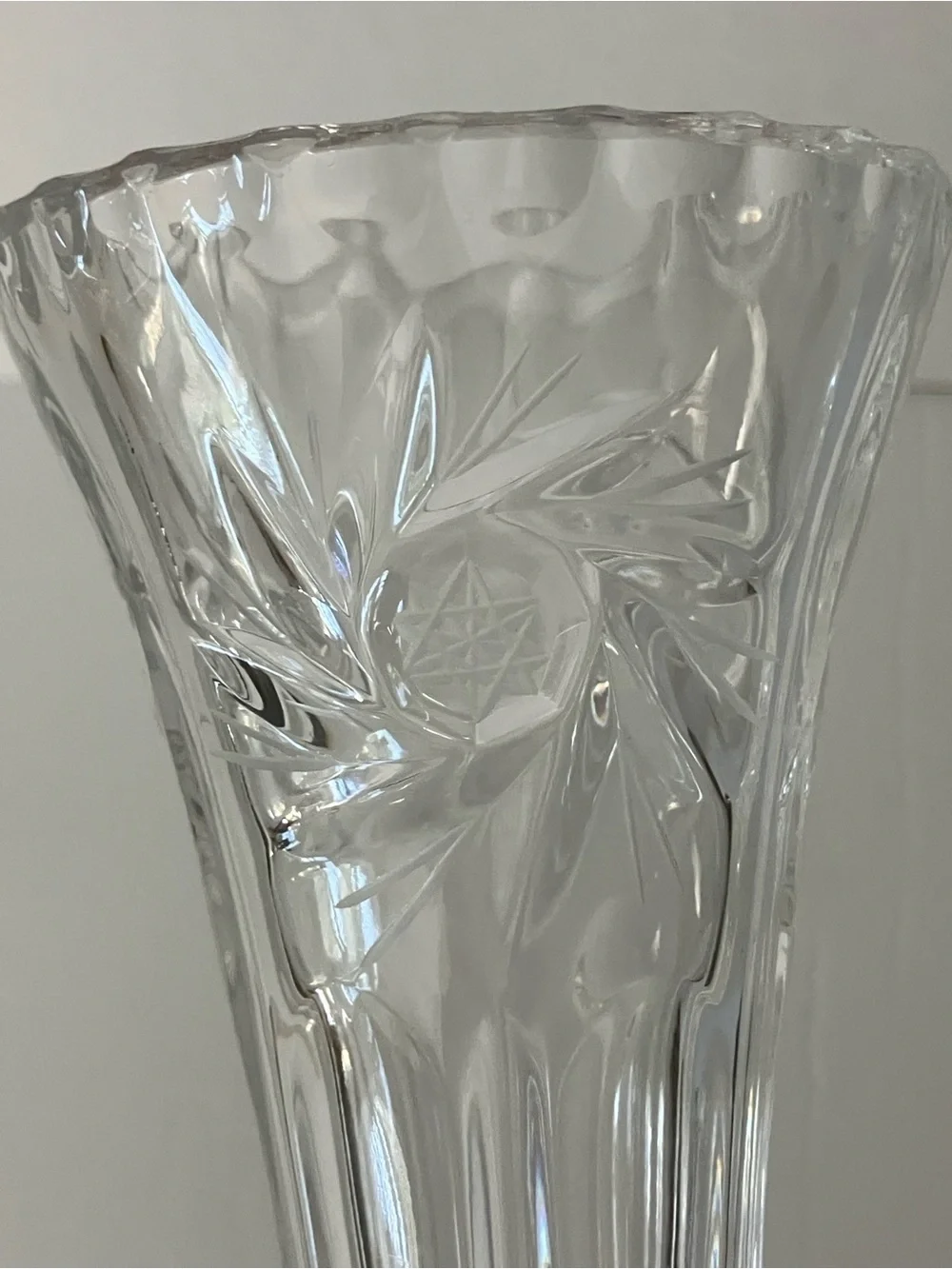 Vintage German Lead Crystal Fluted Pedestal Vase